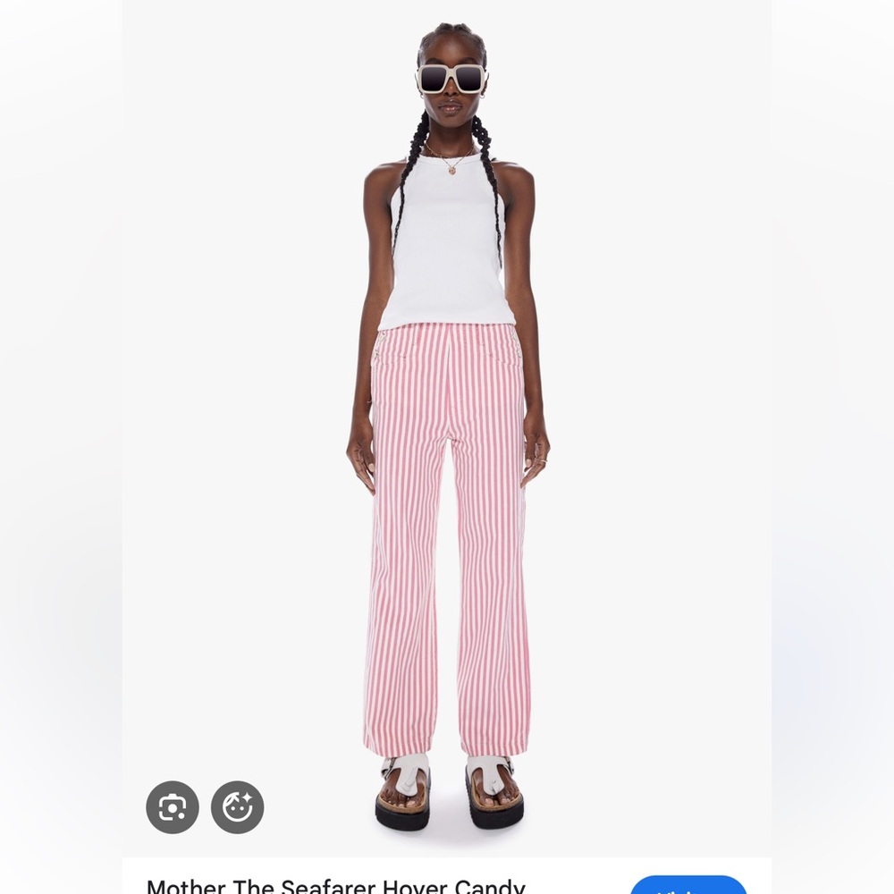 MOTHER Pink and White Striped Jeans